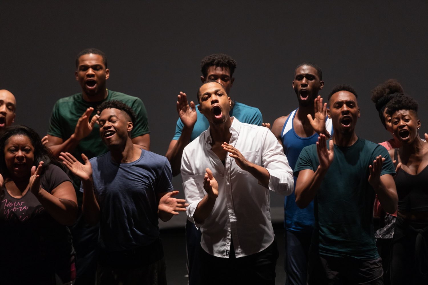 The cast of The Black Clown in rehearsal.