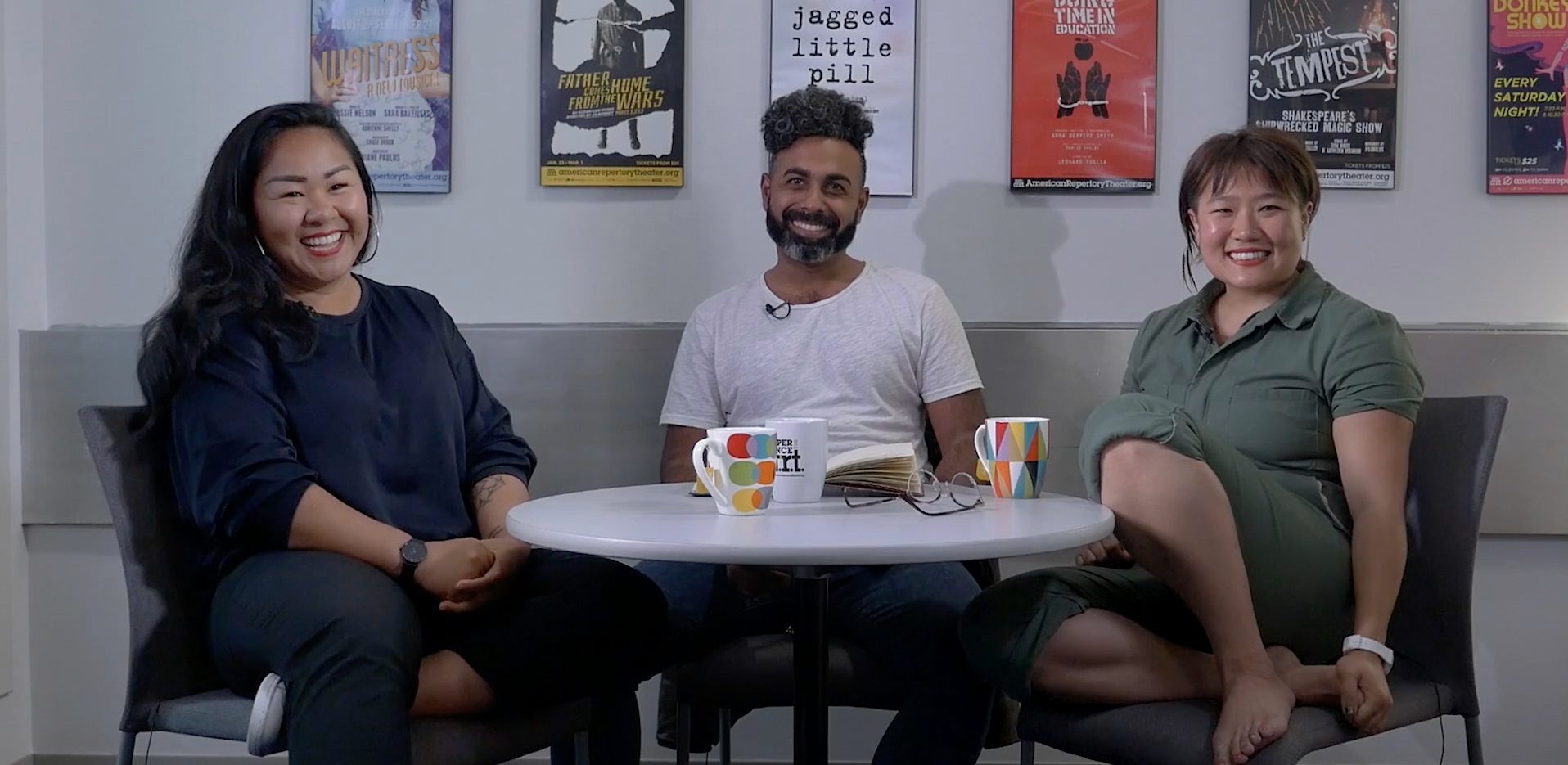 Sara Porkalob, Diana Oh, and Kareem Khubchandani in conversation