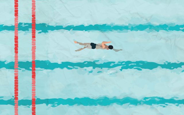 Illustration of a person swimming in pool lanes.